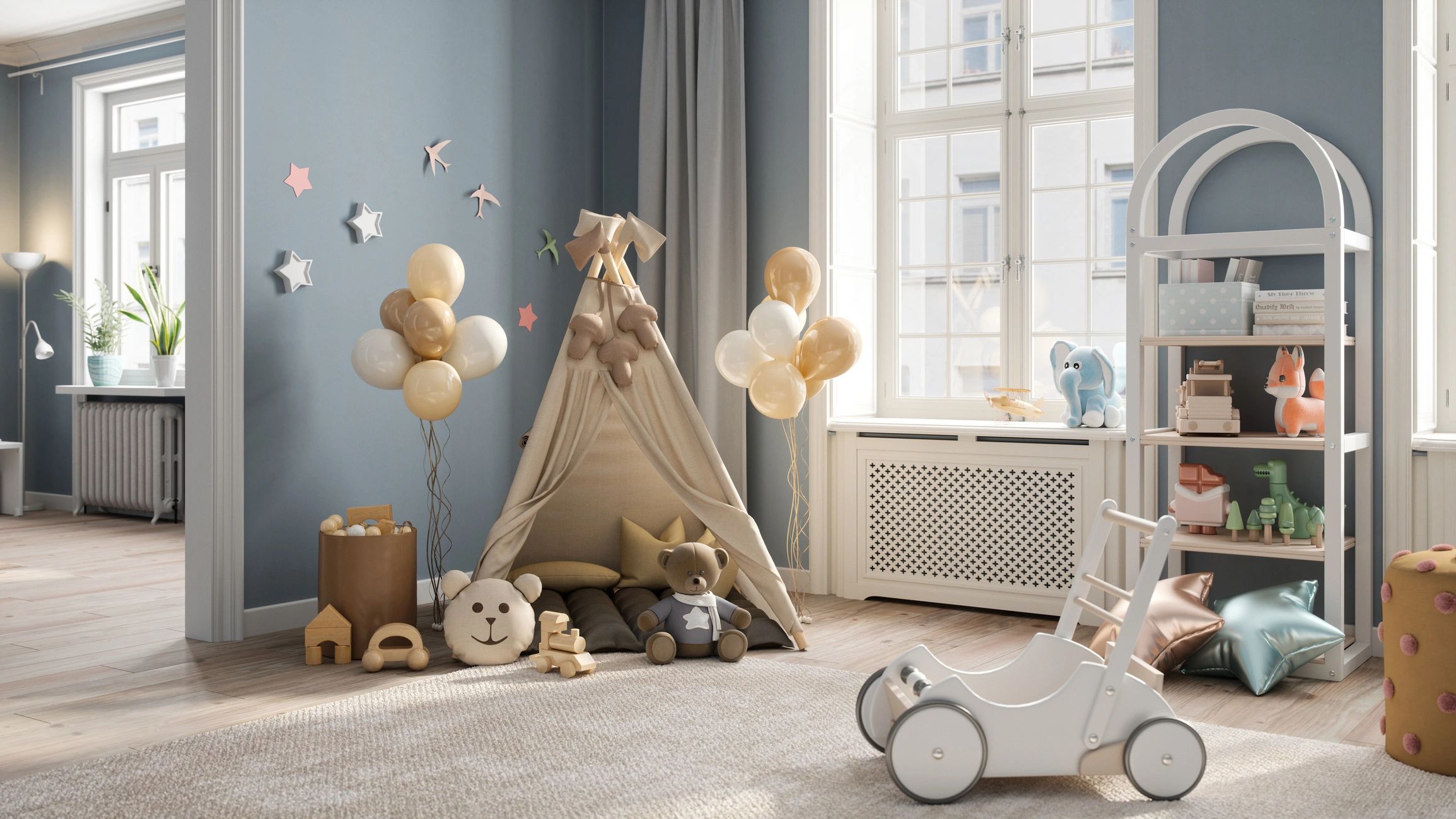 Neutral playroom scene suggesting premium toys and gifts